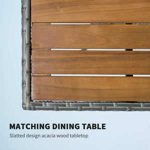 5 Piece Rattan Garden Dining Set with Parasol Hole, Cushions, Garden Table and Chairs, Teak