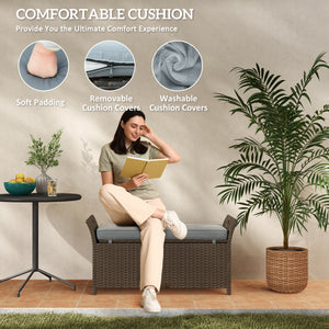 2-in-1 Outdoor Storage Bench in PE Rattan