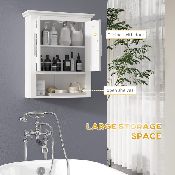 Wall-mounted bathroom cabinet with shelf, white
