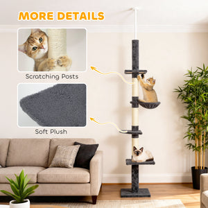 2.6 m (8.5 ft) 5-level cat tree with scratching post, dark grey