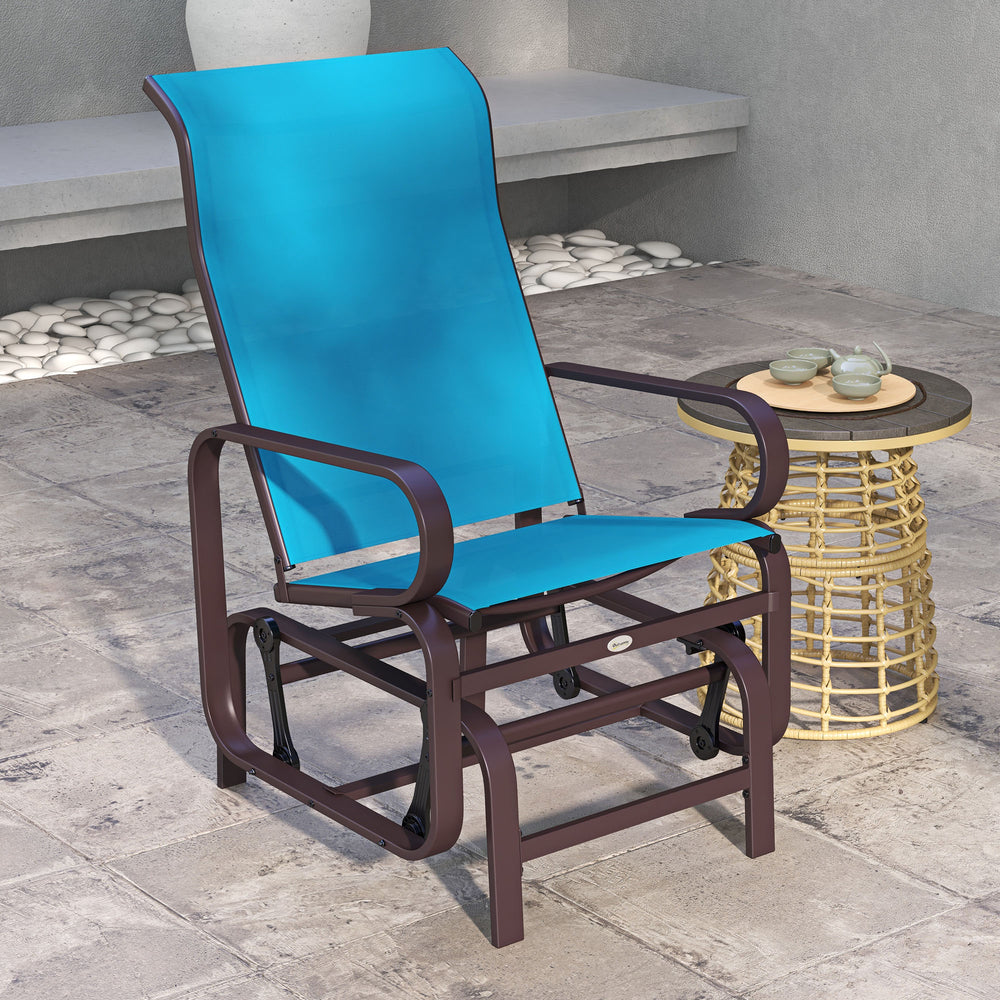 Rocking chair in breathable mesh fabric, brown/blue