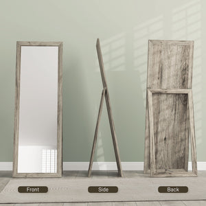 Full length mirror, grey wood grain 