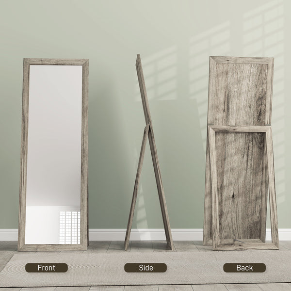 Full length mirror, grey wood grain 