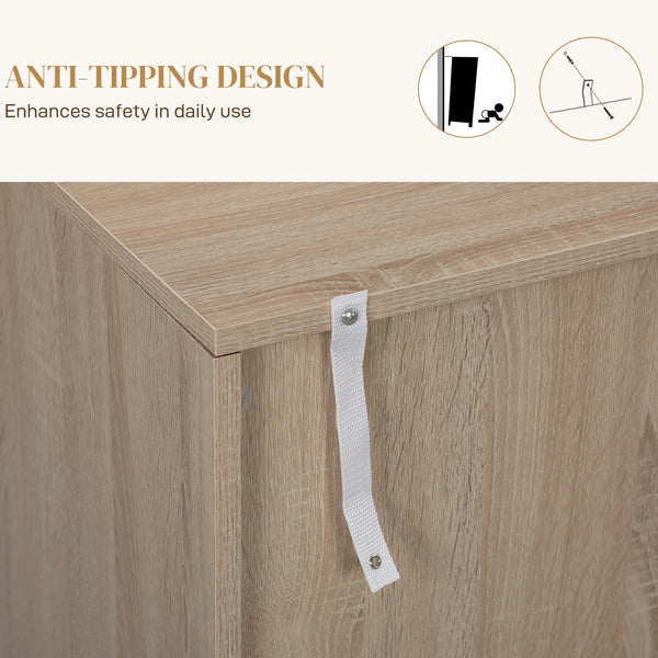 Modern Sideboard with Adjustable Shelves, 3 Doors Herringbone for Living Room, Hallway, Oak Wood Grain