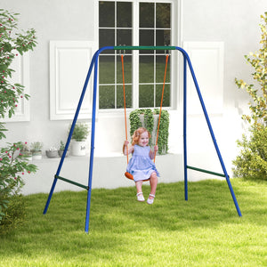 Children's swing with safety harness, orange