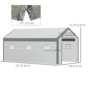 Garden greenhouse, wind resistance level 5, roll-up doors, white