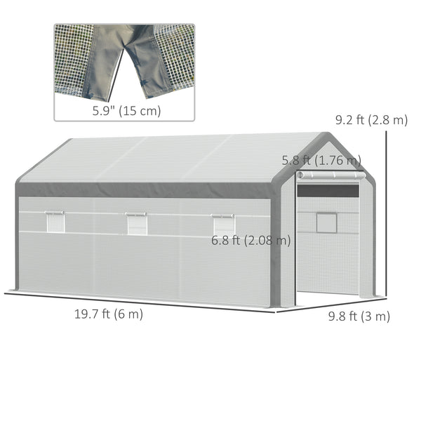 Garden greenhouse, wind resistance level 5, roll-up doors, white