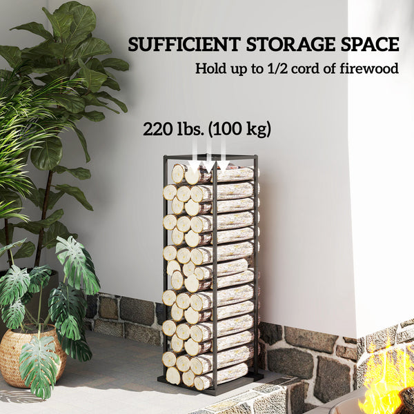 Vertical log rack with a capacity of 100 kg black