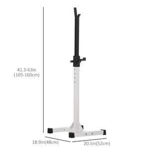 Adjustable Barbell Rack for Squats and Weightlifting with 2 Bars, Black and White