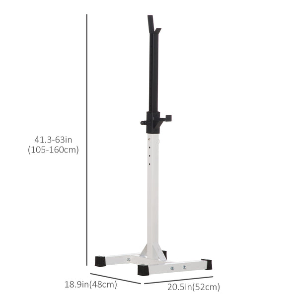 Adjustable Barbell Rack for Squats and Weightlifting with 2 Bars, Black and White