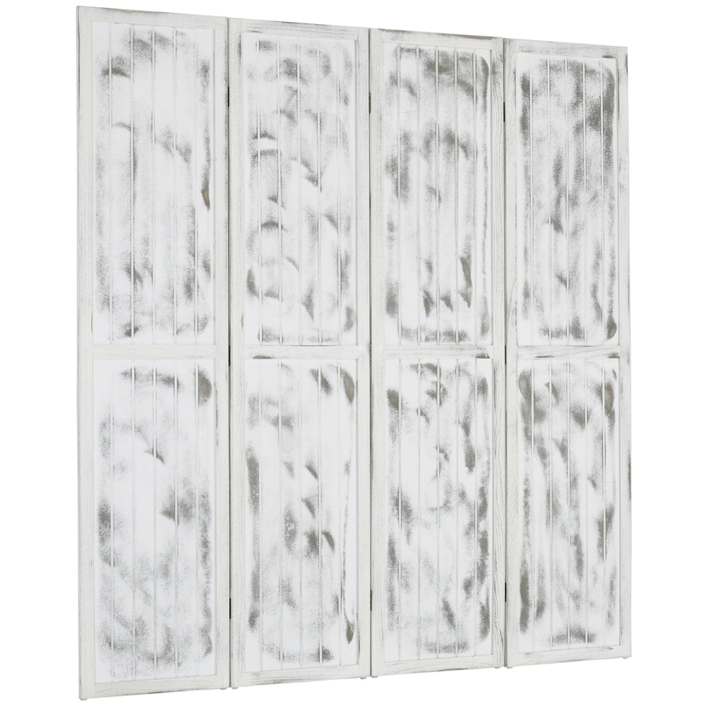 Rustic White Folding Room Divider Screen