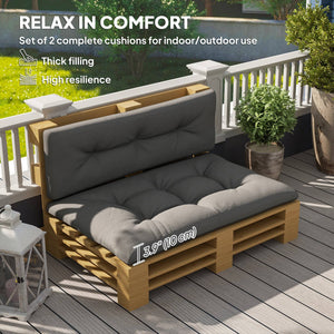 2-piece pallet cushion set, charcoal gray 