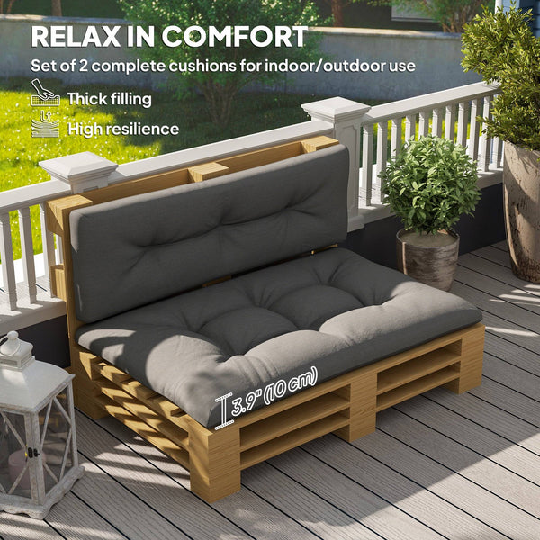 2-piece pallet cushion set, charcoal gray 