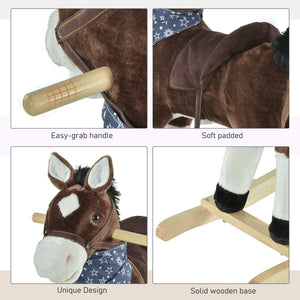 Cowboy Style Rocking Horse with Realistic and Fun Sounds, Brown