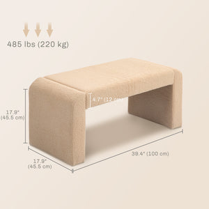 Upholstered bedroom bench, light brown