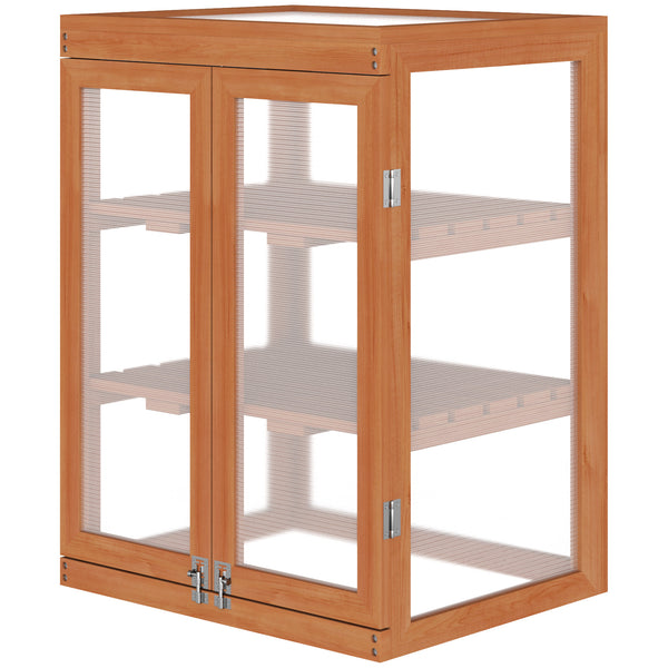 Portable 2-tier wooden greenhouse, polycarbonate cold frame