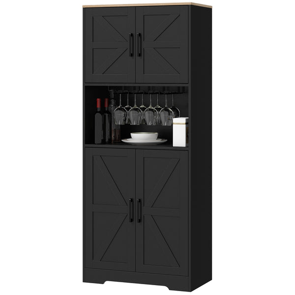 Pantry with wine glass storage, black