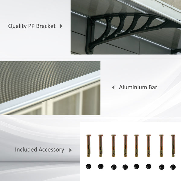 9.9 x 3.1 ft polycarbonate door canopy, brown