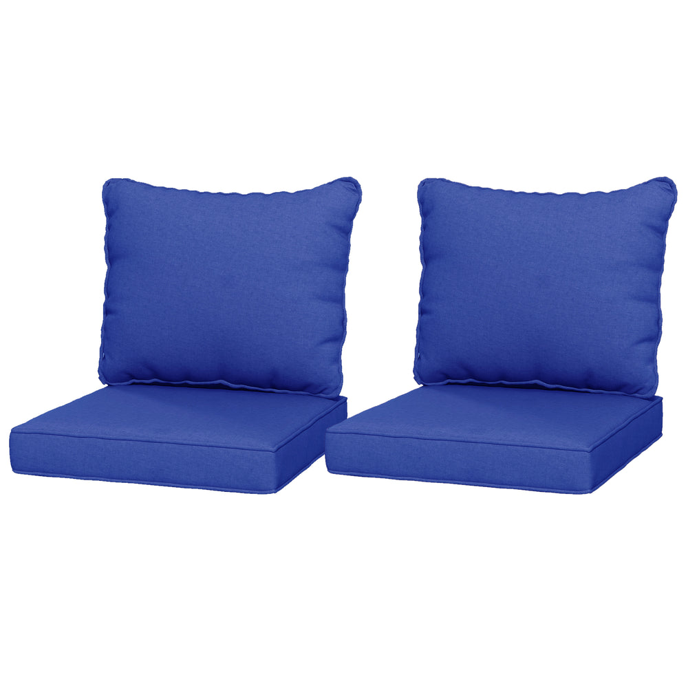 Coussins de rechange bleus pour chaise de patio avec dossier – ensemble de 4 pièces, confort extérieur