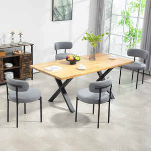 Set of 4 kitchen chairs with fleece upholstery, grey