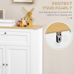 Sideboard with drawer, double-door cabinet and adjustable shelf, white.