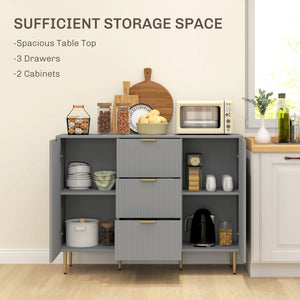 Modern kitchen storage cabinet with 3 drawers and adjustable shelves, grey