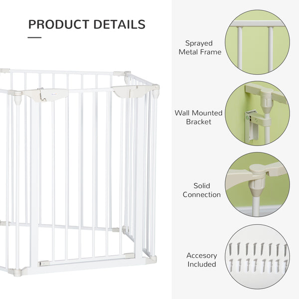 Foldable dog playpen with door, white