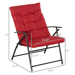 Set of 2 folding outdoor chairs with adjustable backrest, red