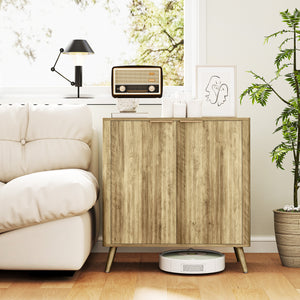 Modern Sideboard with 2 Fluted Doors and Adjustable Shelf for Kitchen and Living Room, Natural