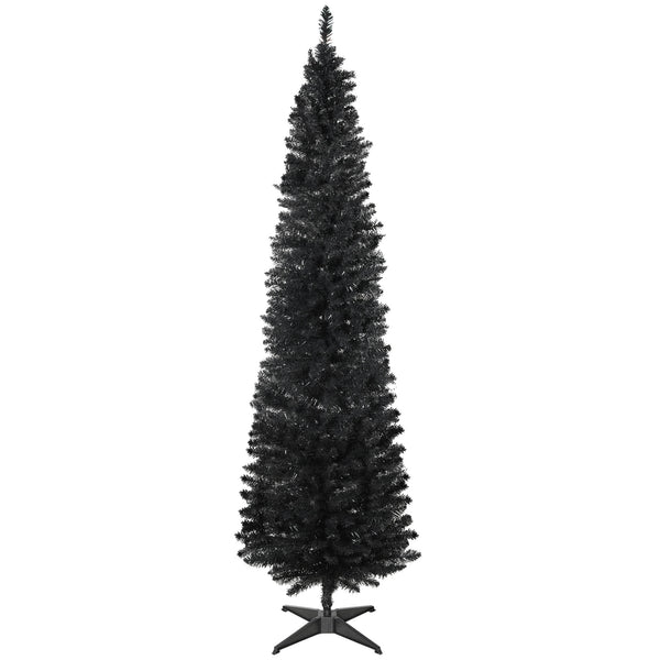 7ft Black Pencil Shaped Artificial Christmas Tree