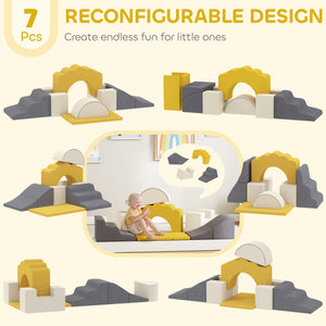7-Piece Indoor Playground for Crawling, Sliding and Playing, Yellow