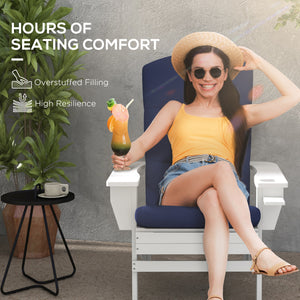 Adirondack Patio Chair Replacement Cushions with Back and Ties, Set of 2, Blue