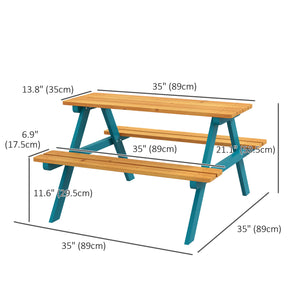 Picnic table and bench set, natural wood