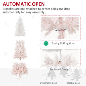 6ft Artificial Christmas Tree with Automatic Opening, Pink and White