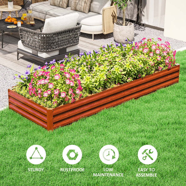 Galvanized raised planter, brown