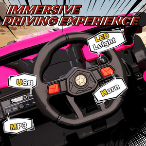 12V Electric Car with Remote Control, Battery Electric UTV with Spring Suspension, Pink