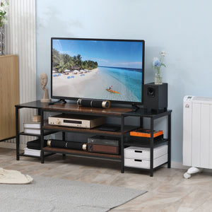 Industrial TV Stand for TVs up to 60 inches with Steel Frame, Rustic Brown