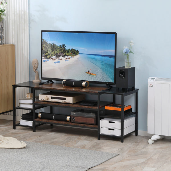 Industrial TV Stand for TVs up to 60 inches with Steel Frame, Rustic Brown