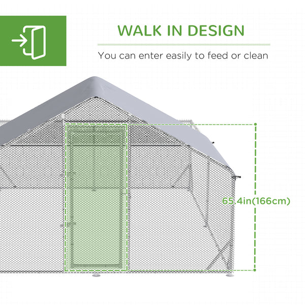 Large metal chicken coop with UV-resistant cover