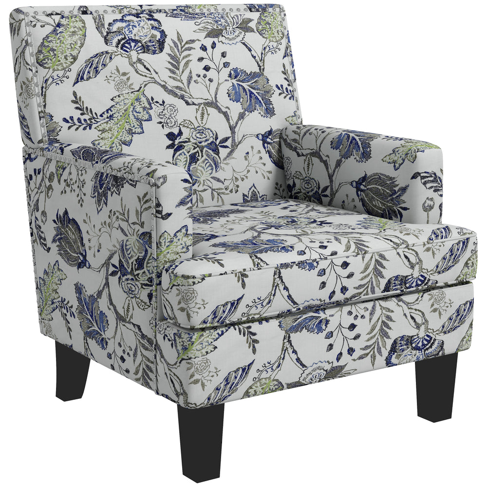 Floral patterned upholstered armchair