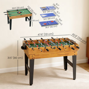 13-in-1 Combination Games Table with Foosball, Billiards, Hockey and More for Children and Adults, Light Walnut