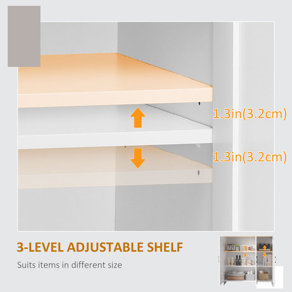 Modern Sideboard with Adjustable Shelves, 3 Doors, White
