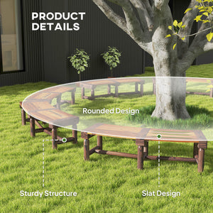 Outdoor Wooden Bench with Slatted Seat for Yard, Brown