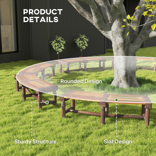 Outdoor Wooden Bench with Slatted Seat for Yard, Brown