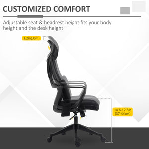 High-back office chair with lumbar massage cushion