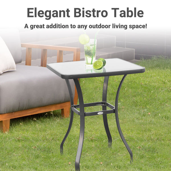 Square patio table with tempered glass top