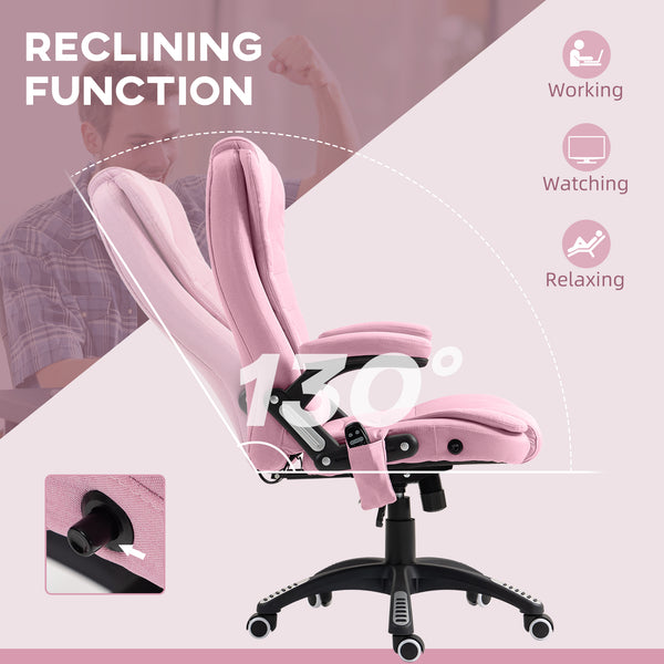 Office chair with 6 vibrating massage points, pink