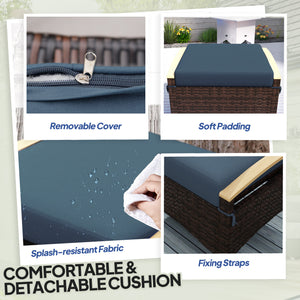 2-piece wicker garden set with removable cushion, blue