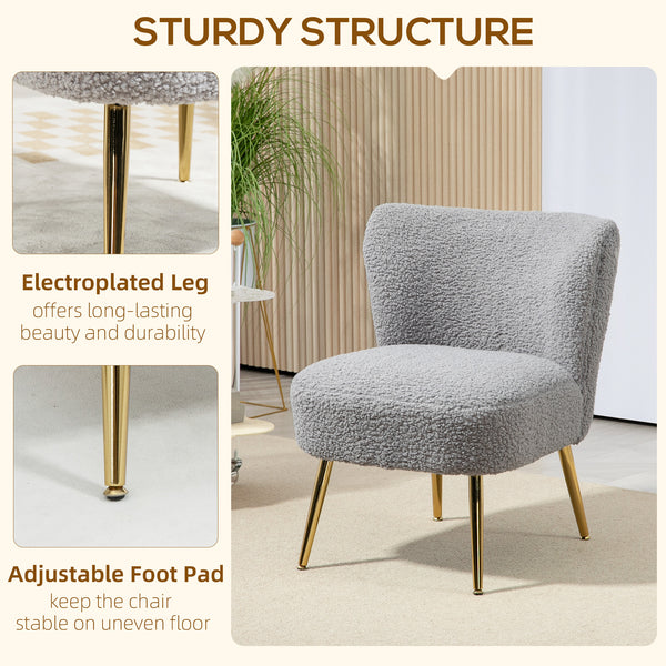 Living room armchair with soft padding and gold legs, anthracite gray