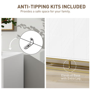 Storage sideboard with 3 doors and adjustable shelves, white